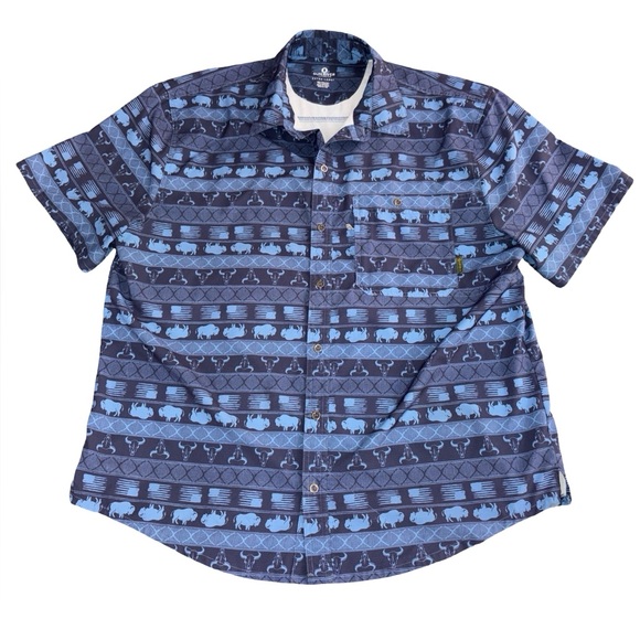Sun River Other - Sun River Clothing Co XL Button-Up Shirt Blue Western Buffalo Print Short Sleeve
